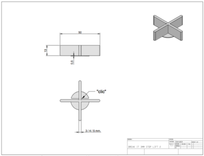 Plan technique d'un croisillon en T avec un petit plateau