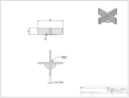 Plan technique d'un croisillon en X avec un demi plateau